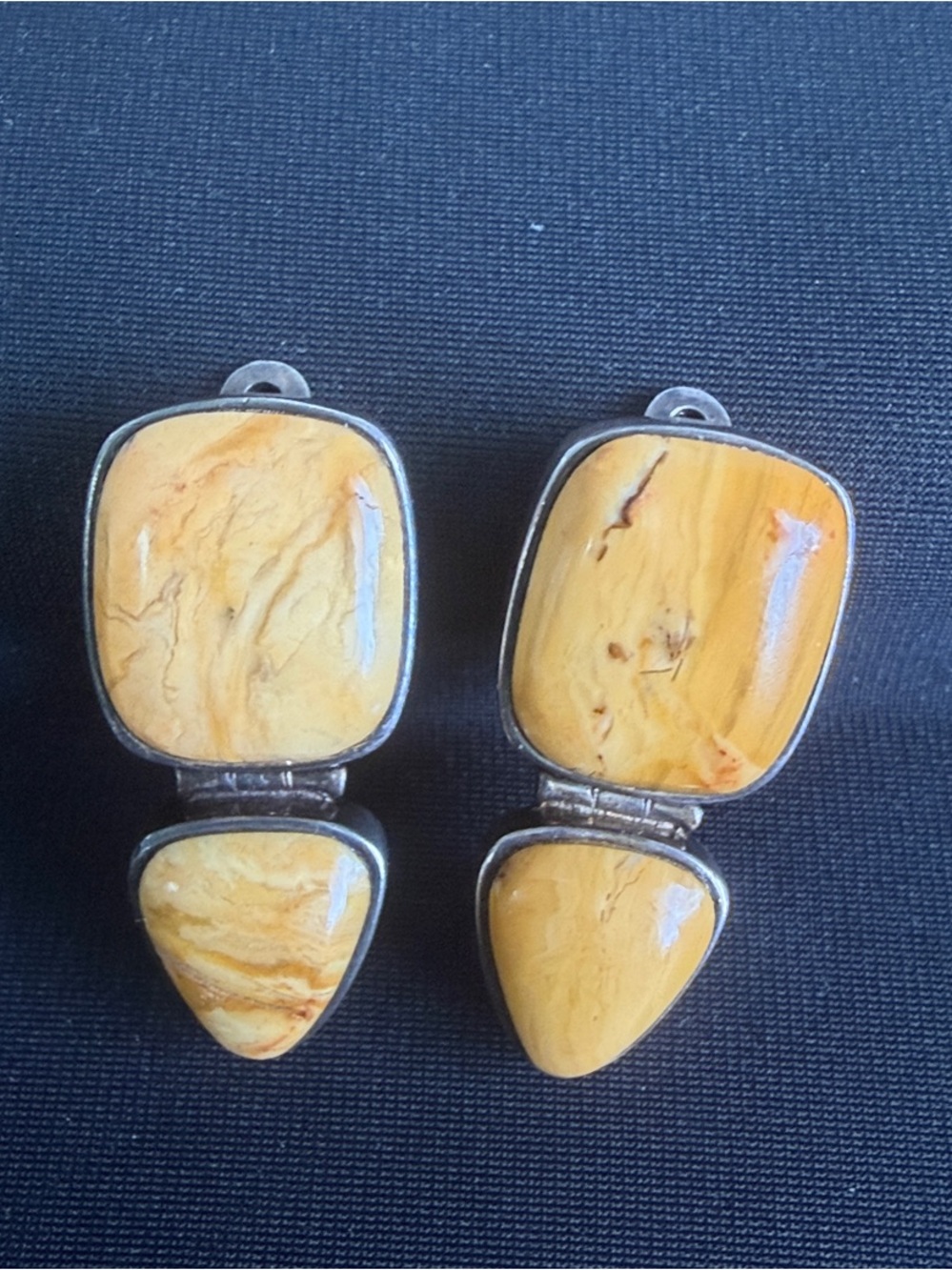 Sterling Silver Yellow Amber Double-Drop Earrings